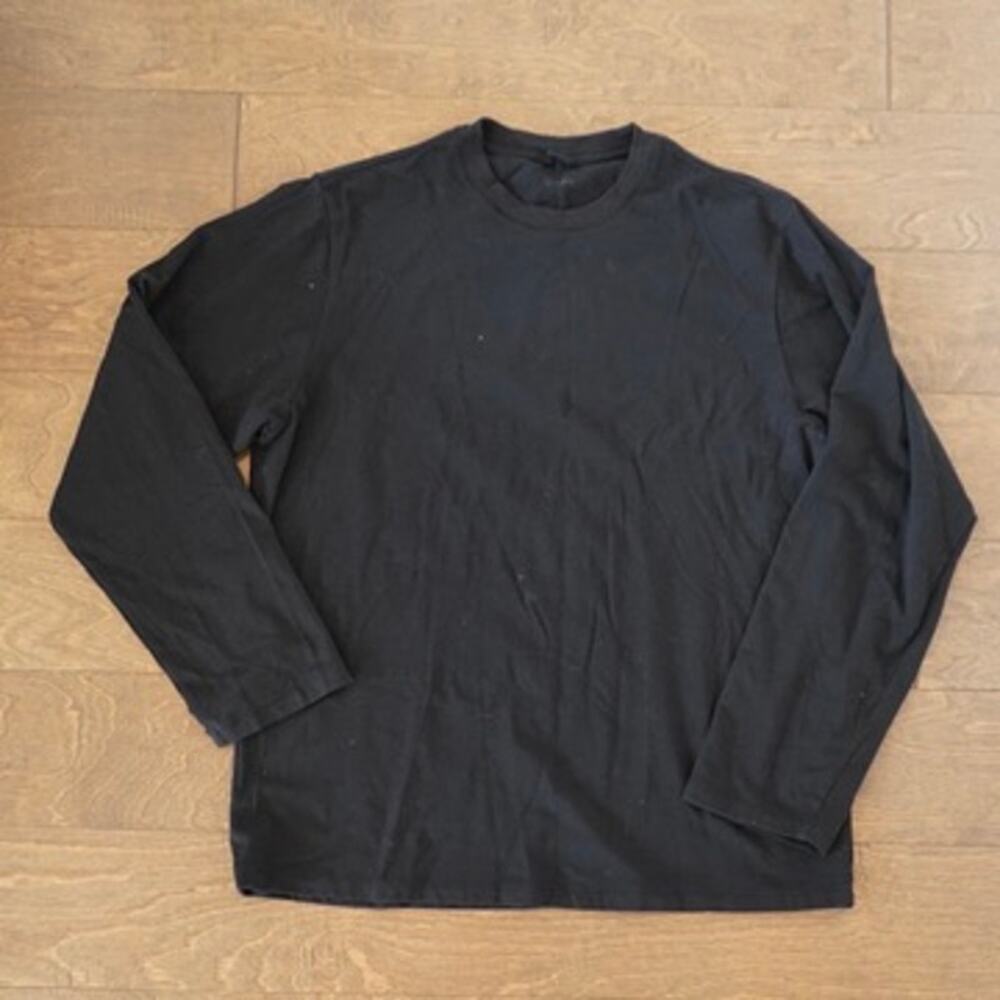Quince Dream Lounge Boyfriend Long Sleeve Medium Black Tee Pima Cotton Modal